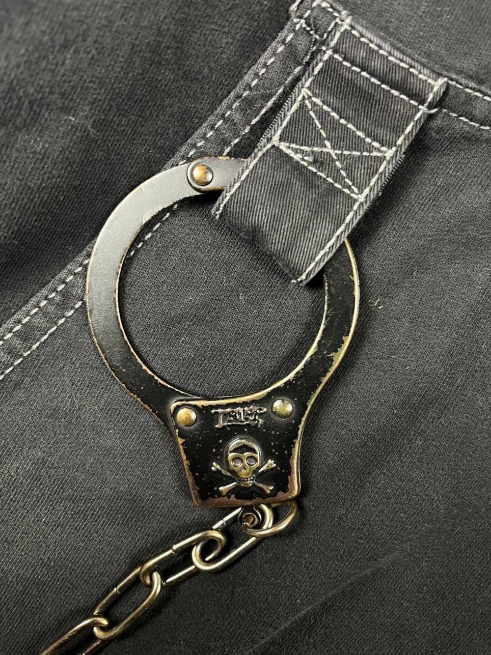 [192] Vintage Rare! Tripp NYC Black Moto Biker Punk Hoodie Jacket Handcuffs Sz M - Picture 3 of 5